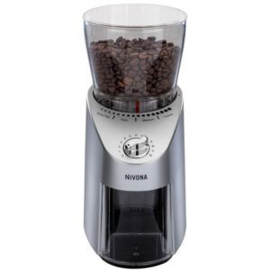 Elektrický mlynček na kávu NIVONA NICG 130 CafeGrano s oceľovými kónickými kameňmi, 16 stupňami mletia a časovačom.